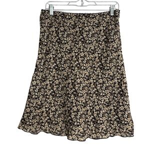 Vintage Y2K Old Navy Sheer Overlay Skirt Womens 8 Black Floral A Line Preppy